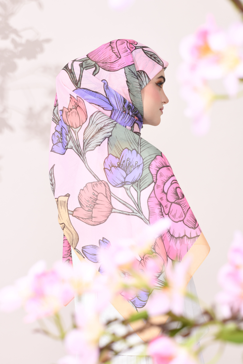 YES DEFECT - ( Square Scarf ) Sweetheart in Cotton Bawal (Precious)