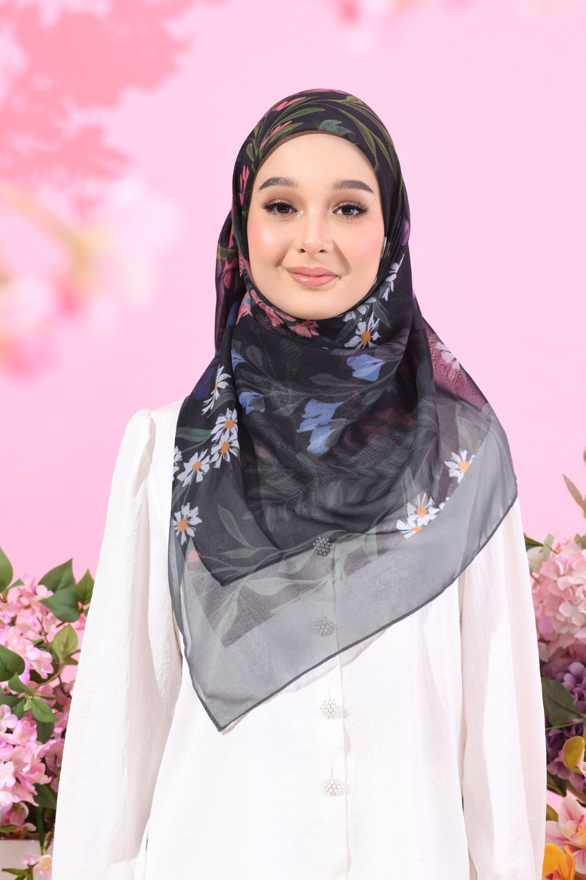 YES (Japanese Voile Square Scarf ) Soulful Bloom In (Sara)