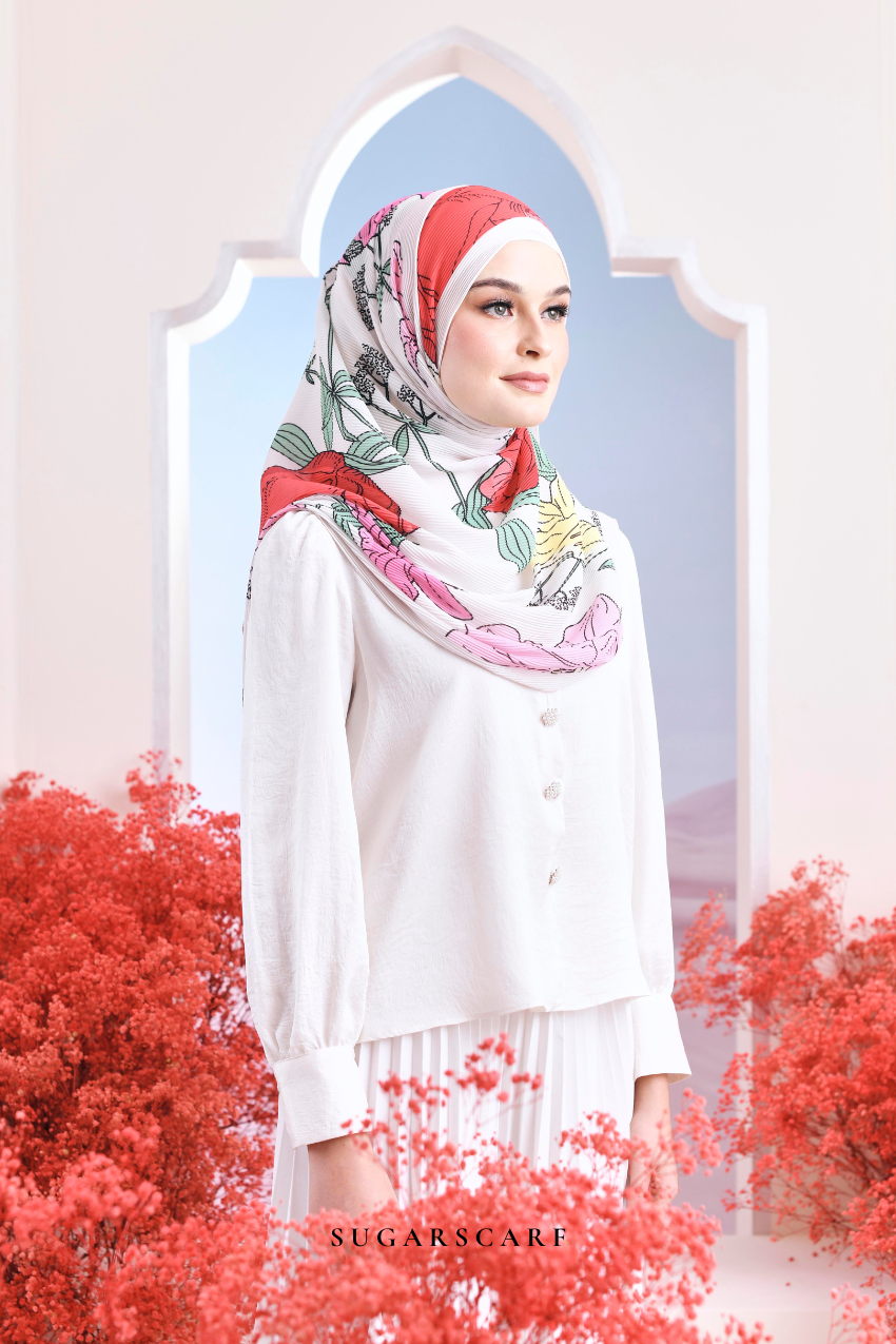 YES ( Full Wide Pleats Shawl ) Garden of Hurrem Bloom in ( LUNARA )