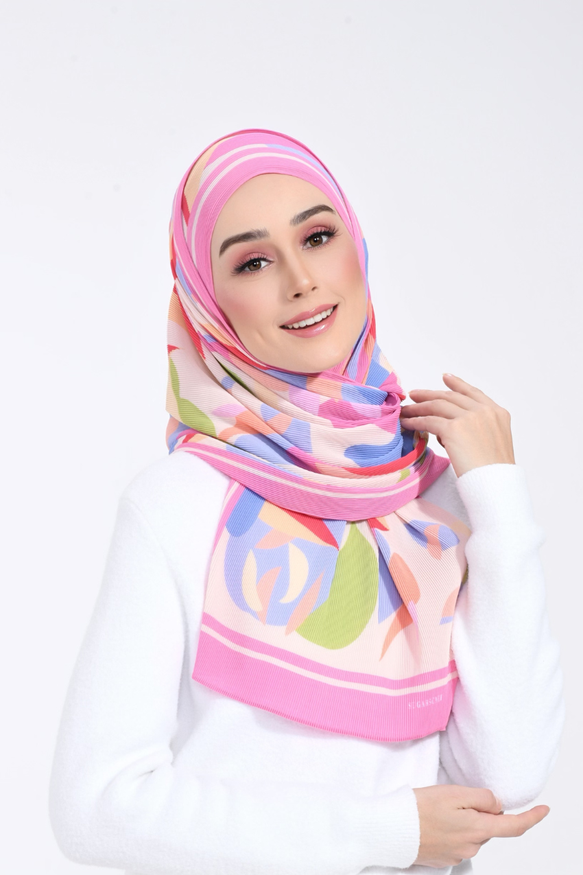 (SAMPLE) ( Full Wide Pleats Shawl ) Bloom Valley ( Fun Garden )