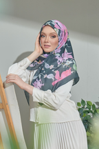 YES ( Square ) Paint in Bloom Cotton Premium Scarf ( GOSSIP )