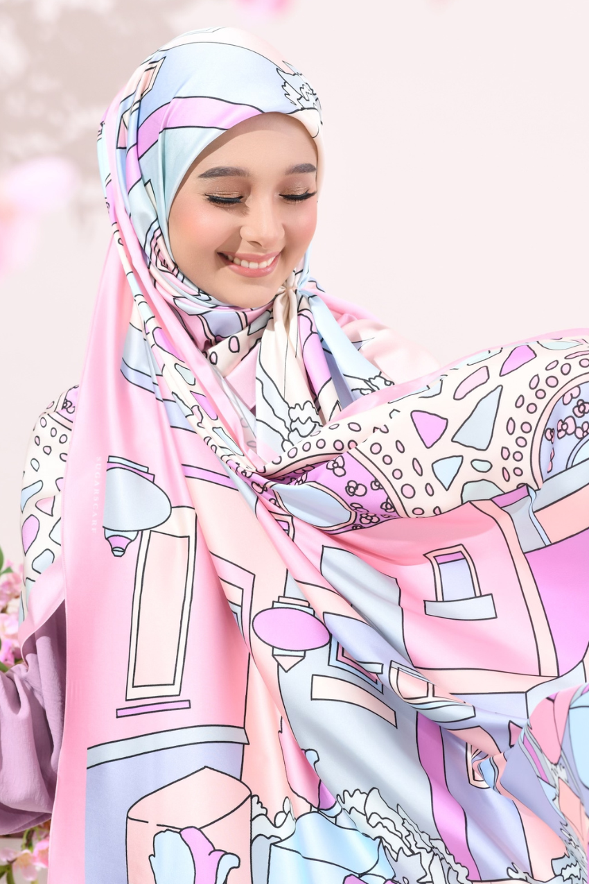 YES ( Square ) Soulful Bloom Mixed Silk Satin Scarf ( Roxelana )