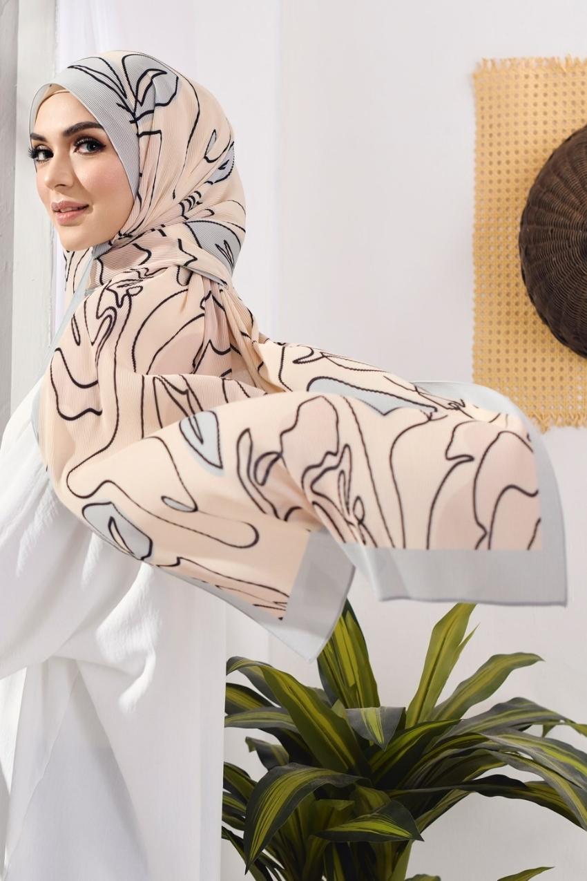 (SAMPLE) ( Full Wide Pleats Shawl ) Abstract x Bloom ( Medellin )