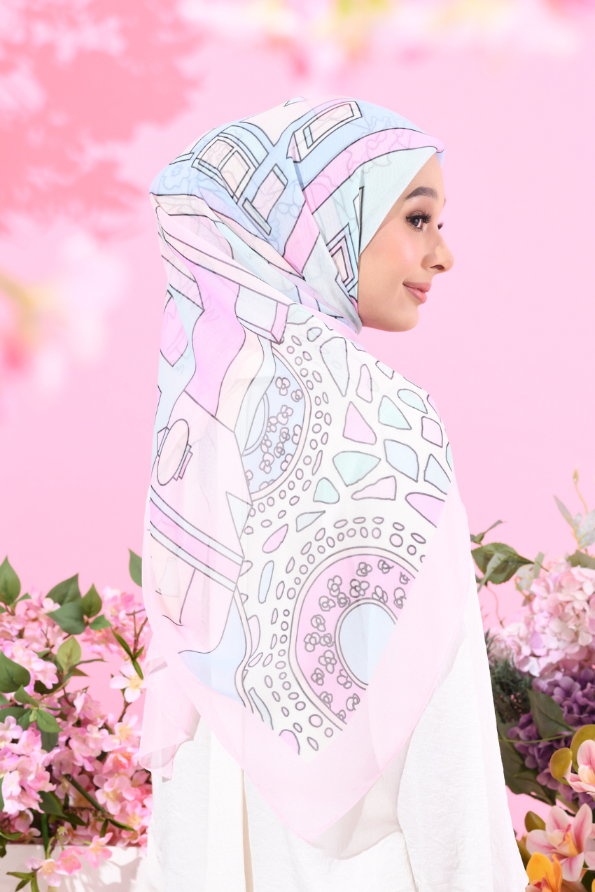 YES (Japanese Voile Square Scarf ) Soulful Bloom In (Roxelana)