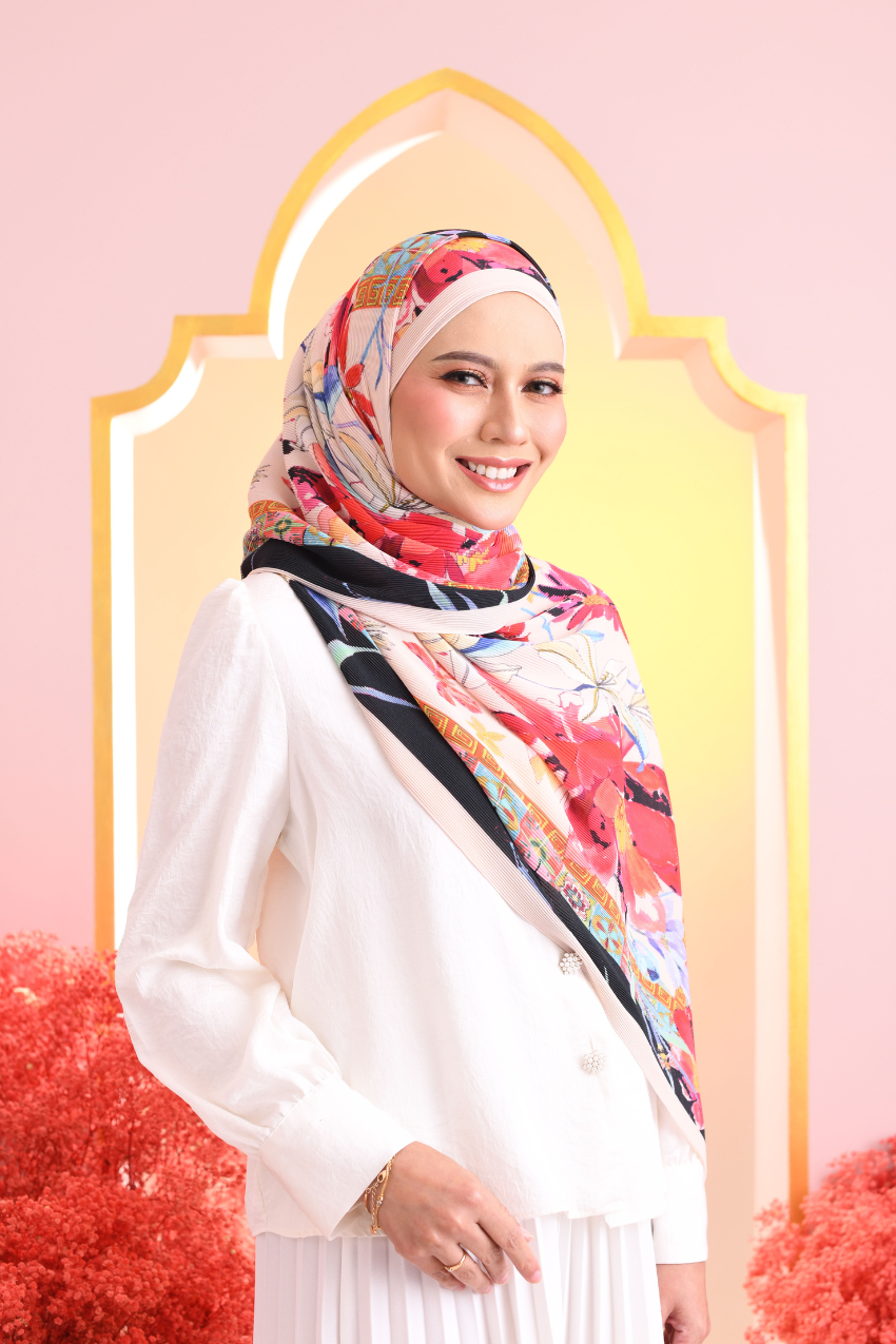 YES ( Full Wide Pleats Shawl ) Soulful Bloom Edition ( Dahlia )