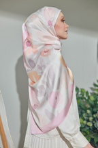 YES ( Square ) Paint in Bloom Mixed Satin Silk Scarf ( UNDERSTANDING )