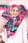 YES DEFECT ( Square ) Soulful Bloom Mixed Silk Satin Scarf ( Eryana )