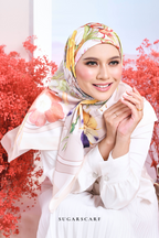 YES DEFECT - ( Square ) Garden of Hurrem Bloom Mixed Silk Satin Scarf ( ELYA )