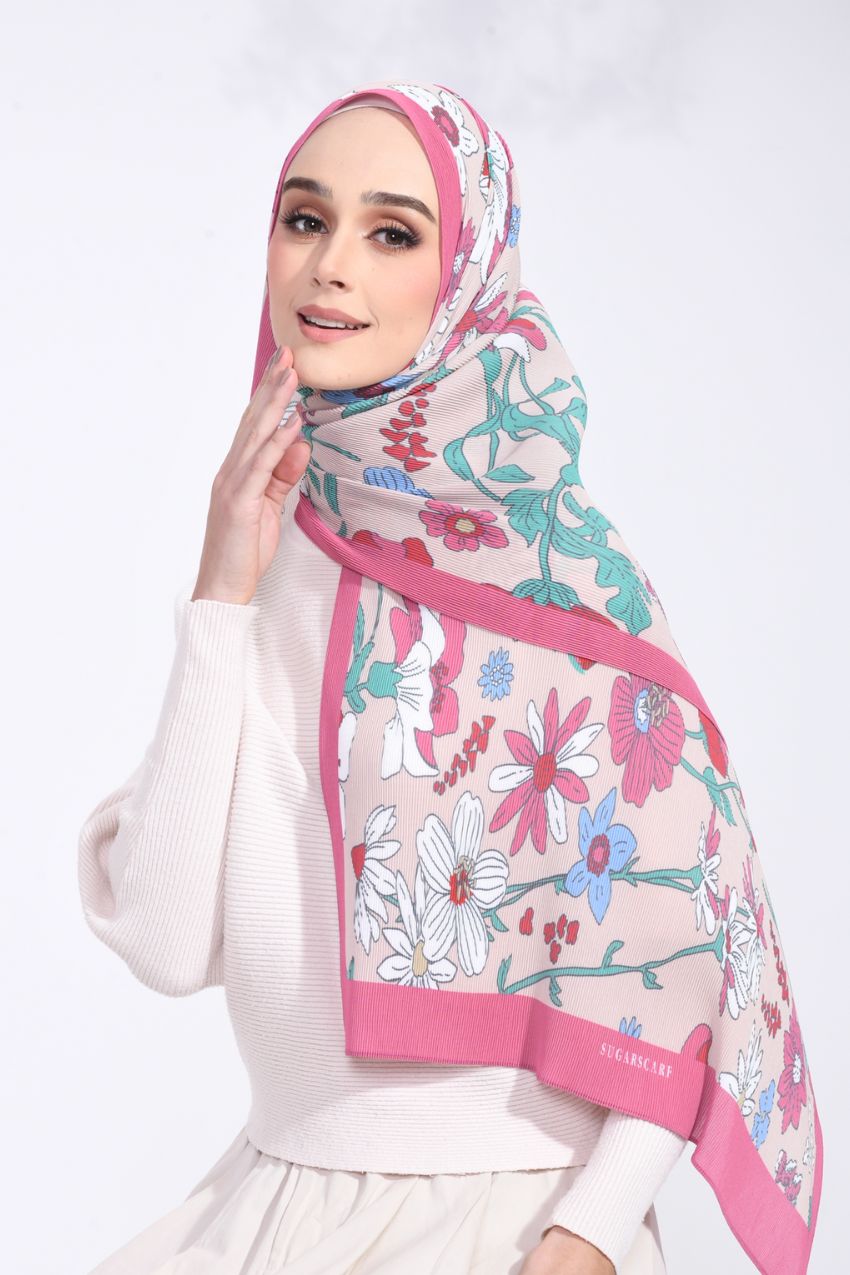 (SAMPLE) ( Full Wide Pleats Shawl ) Abstract x Bloom ( Canary Island )