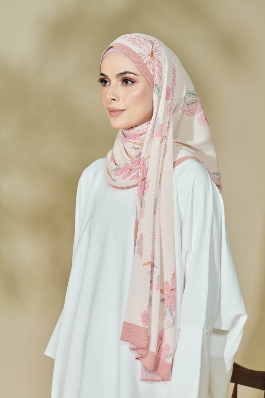 (SAMPLE) Abstract x Bloom Journey Wide Pleats Scarf In ( Sweet Child ) - with Box