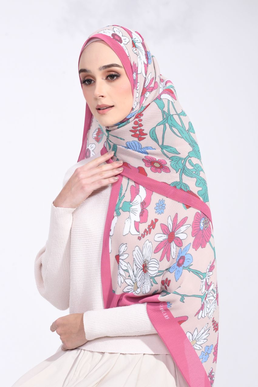 (SAMPLE) ( Full Wide Pleats Shawl ) Abstract x Bloom ( Canary Island )