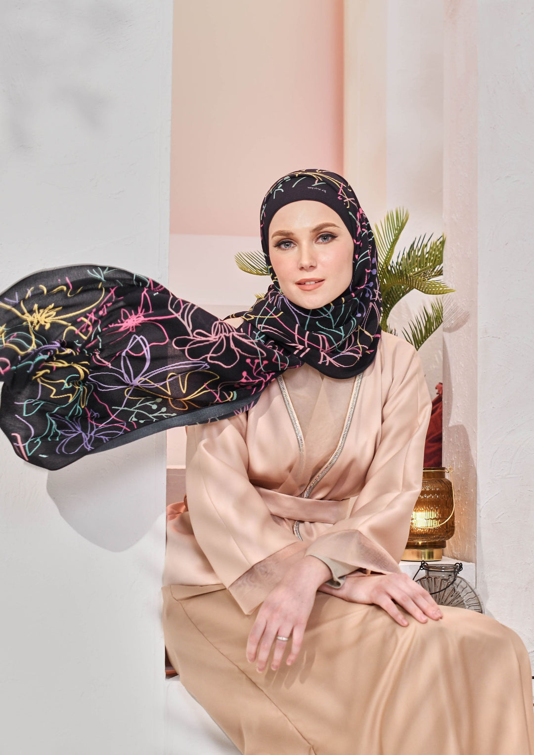 (SAMPLE) (Full Pleats ) BLOOMING EID Shawls in VIOLA RAY