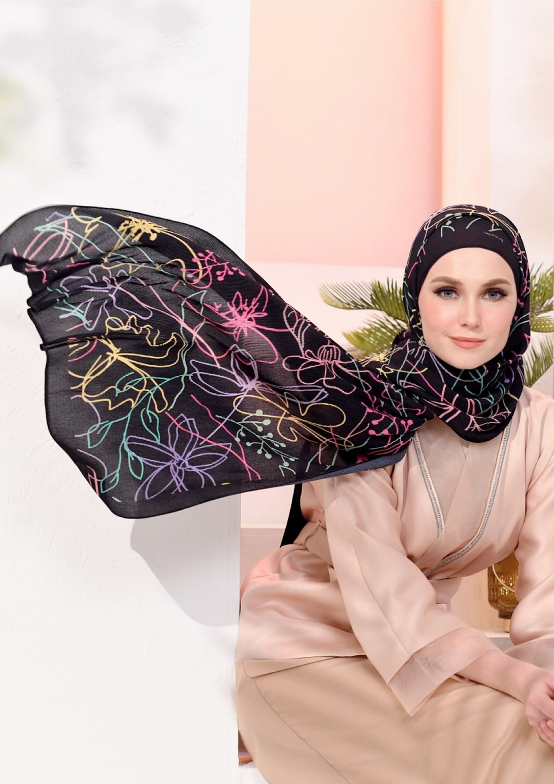 (SAMPLE) (Full Pleats ) BLOOMING EID Shawls in VIOLA RAY