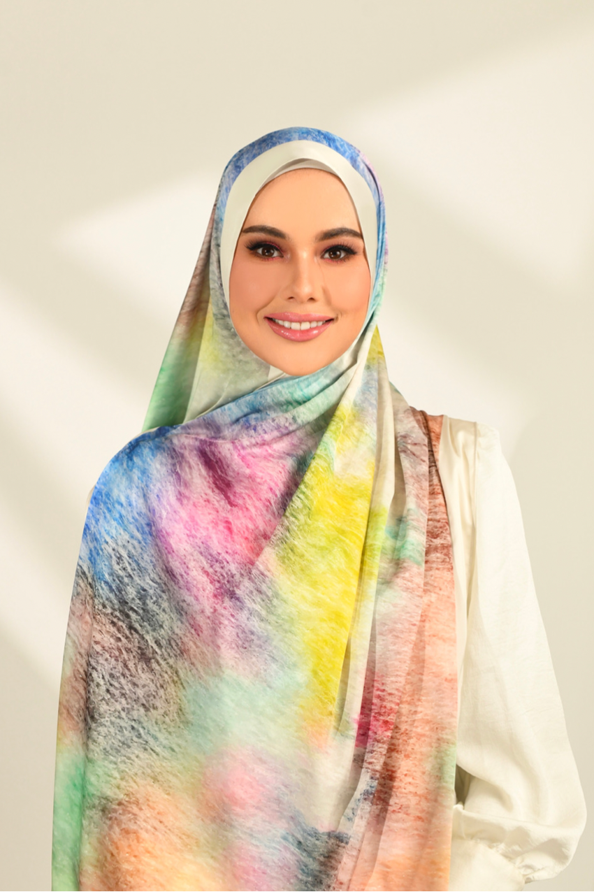 YES DEFECT-  Dolce Vita Mixed Satin Silk Long Shawl in New Dream