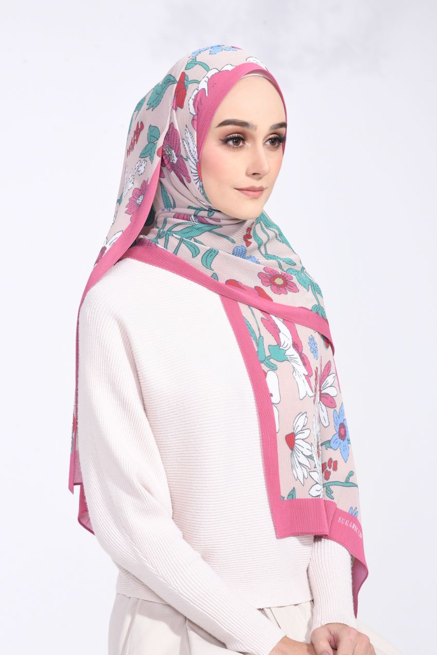 (SAMPLE) ( Full Wide Pleats Shawl ) Abstract x Bloom ( Canary Island )