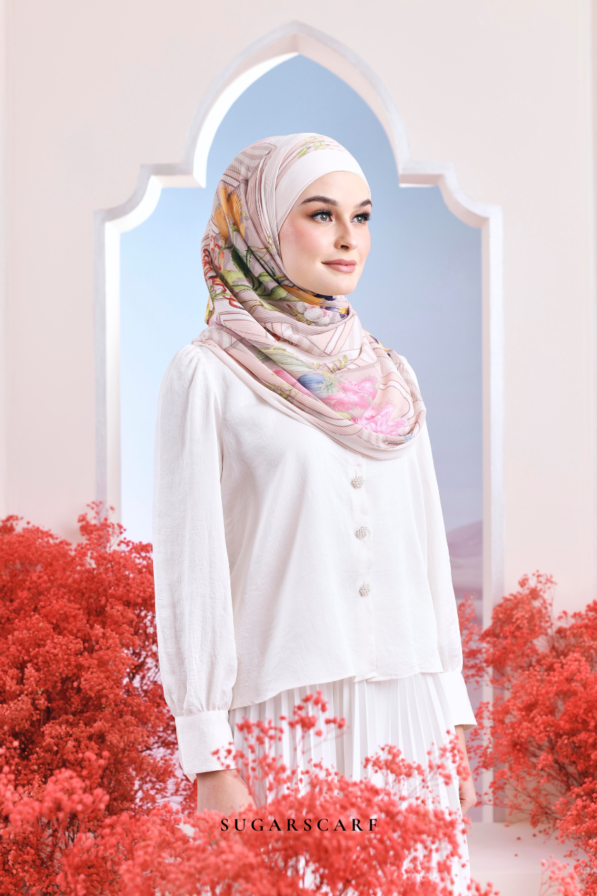YES ( Full Wide Pleats Shawl ) Garden of Hurrem Bloom in ( ELYA )