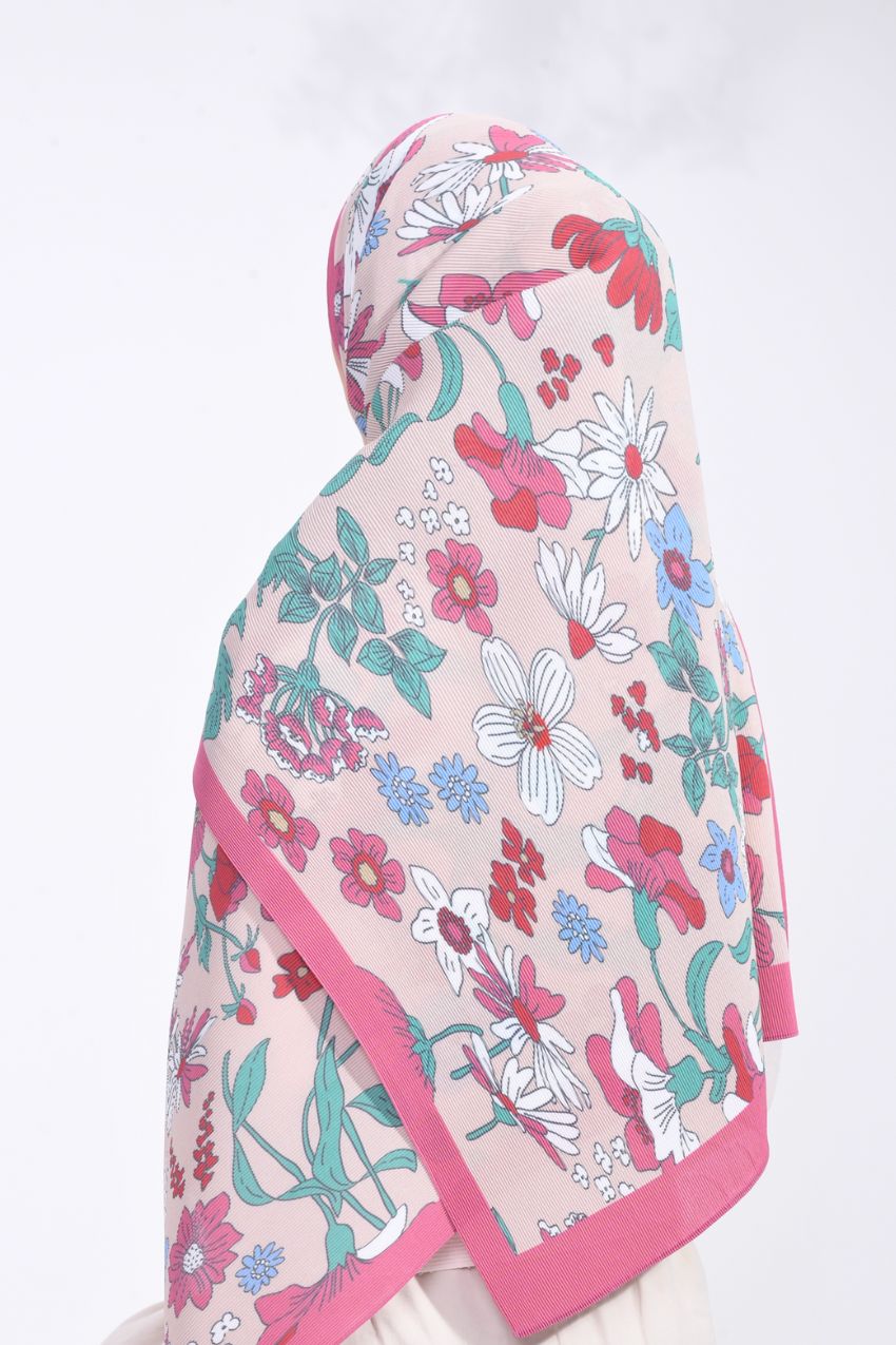 (SAMPLE) ( Full Wide Pleats Shawl ) Abstract x Bloom ( Canary Island )