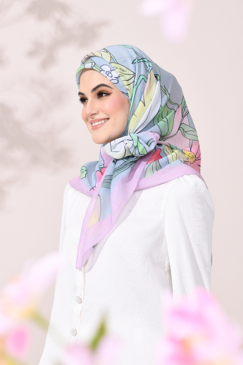 ( Square Scarf ) Sweetheart in Cotton Bawal (Cherish)