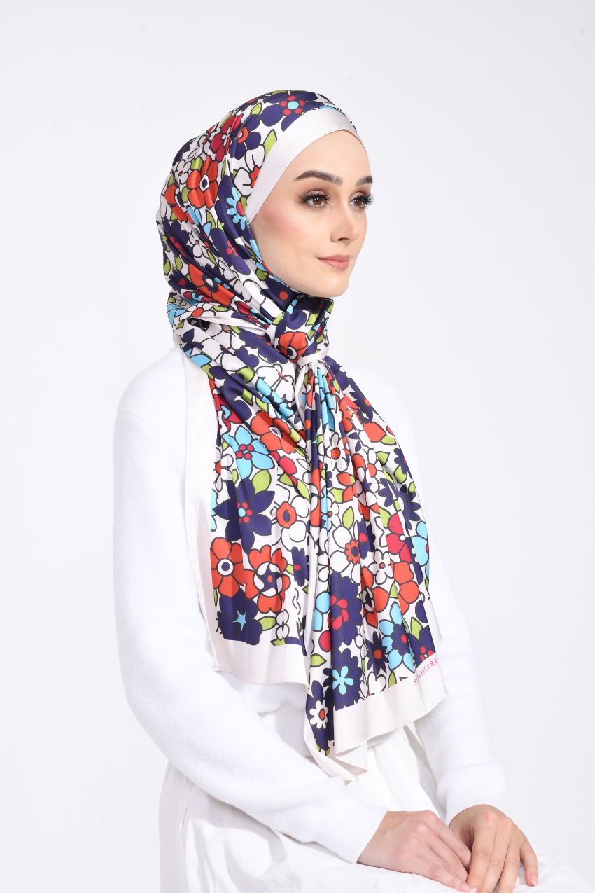 ( Shawl ) FlowerPower Mixed Satin Silk ( Cats )