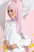 YES DEFECT - Saloma Embroidery Mixed Cotton Chiffon Shawl ( Engagement ) - Darker Dusty Pink