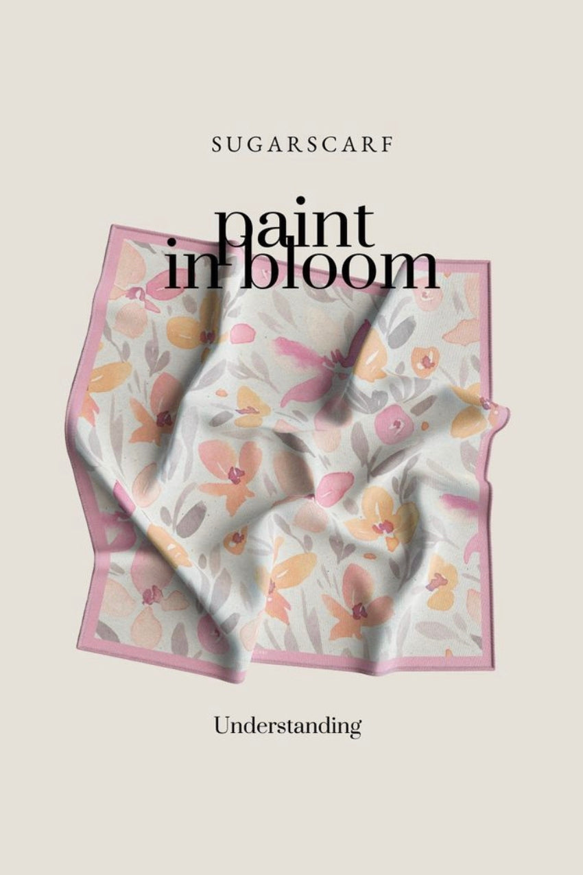 YES ( Square ) Paint in Bloom Mixed Satin Silk Scarf ( UNDERSTANDING )