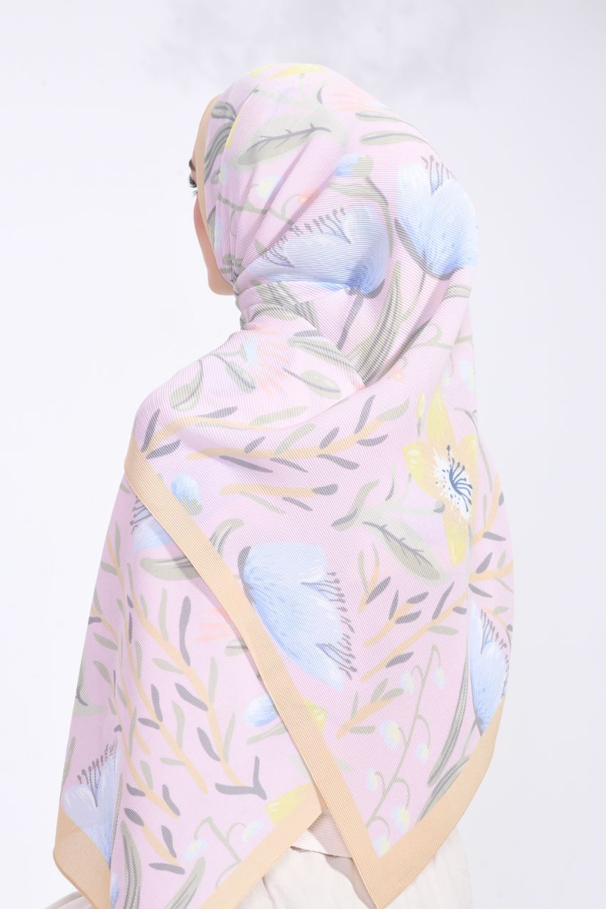 YES ( Full Wide Pleats Shawl ) Abstract x Bloom ( Golden Gate )