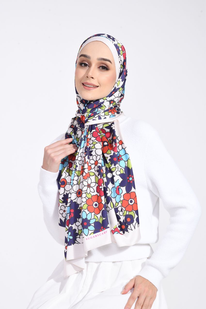 ( Shawl ) FlowerPower Mixed Satin Silk ( Cats )