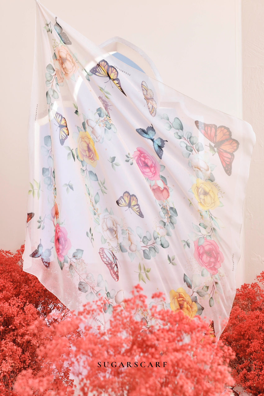 YES DEFECT - ( Japanese Voile Vol2 Square Scarf ) Garden of Hurrem Bloom in ( JEHAN )