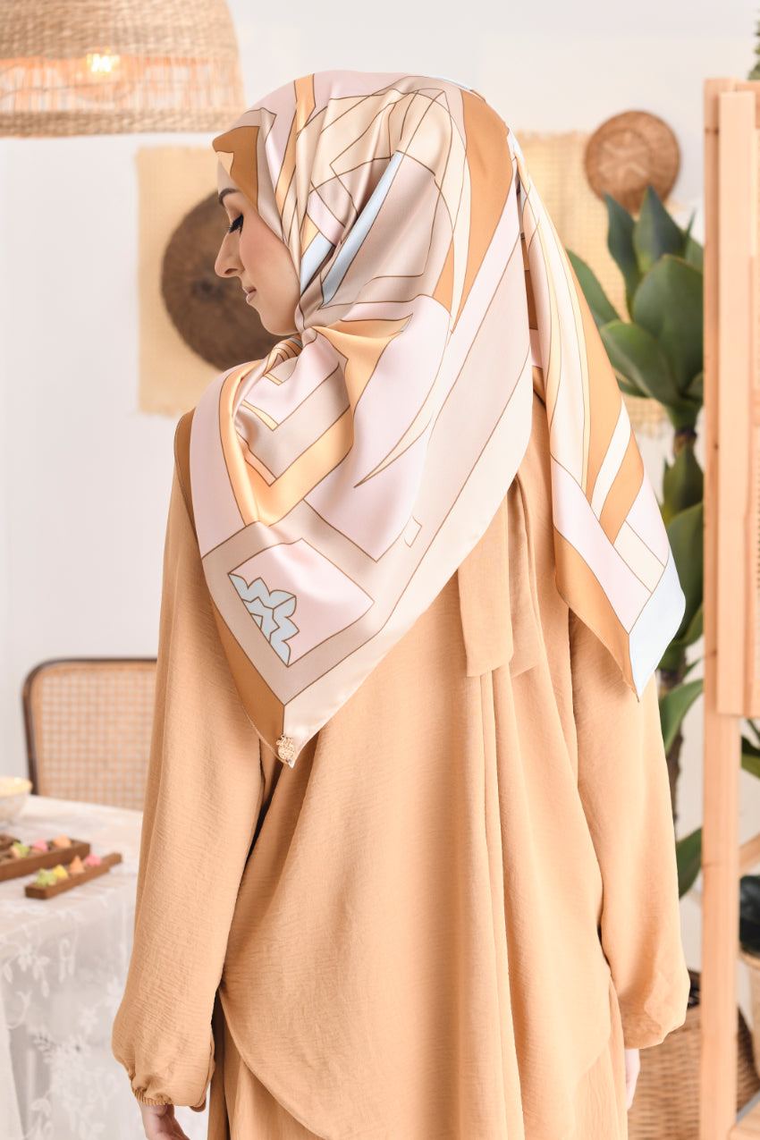 YES LIMITED EDITION ( Square ) RONA Mixed Satin Silk  Scarf (Kak Ngah)