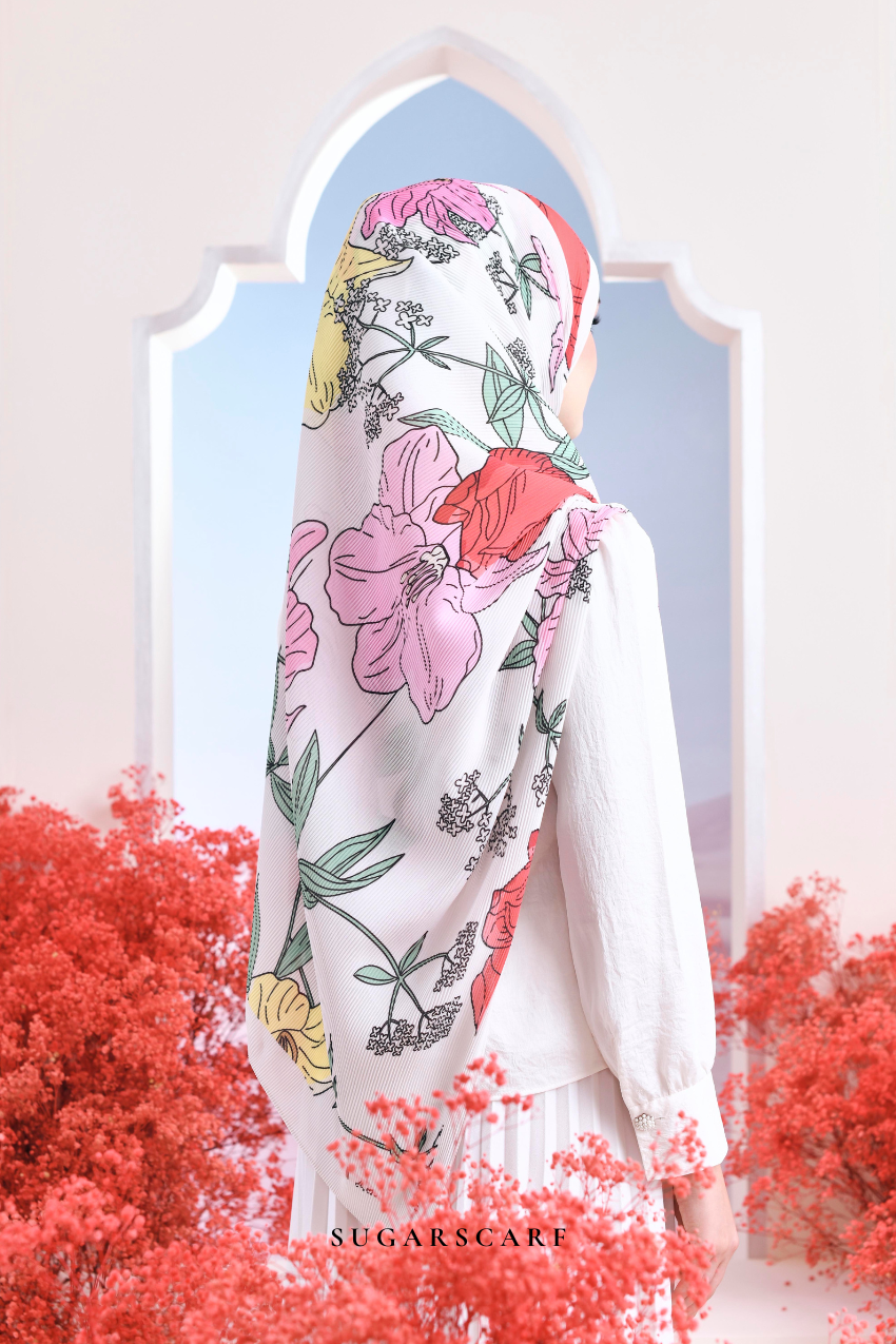 YES ( Full Wide Pleats Shawl ) Garden of Hurrem Bloom in ( LUNARA )