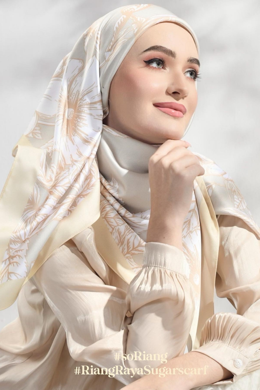 YES (Square) Rindu Mixed Satin Silk Scarf  - Mekar