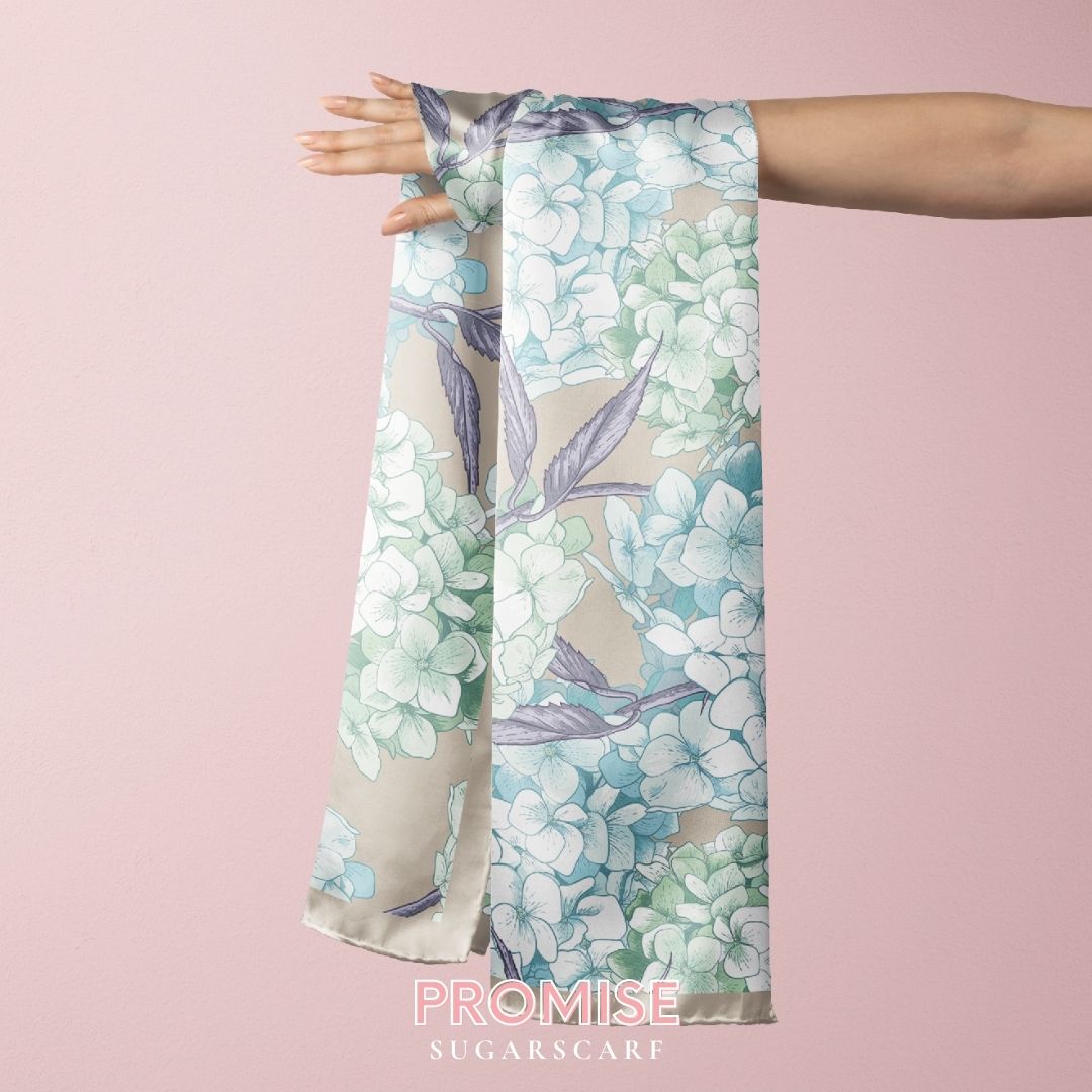 YES Long Shawl Bloom Journey Mixed Satin Silk in ( Promise ) -  With No Box