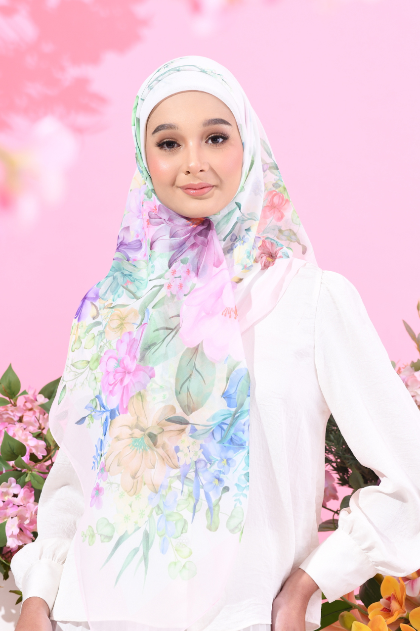 YES (Japanese Voile Square Scarf ) Soulful Bloom In (Laila)