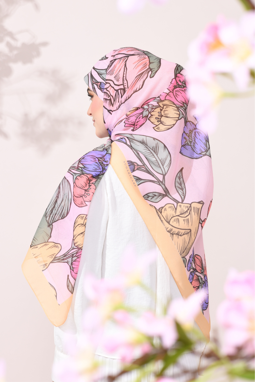 ( Square Scarf ) Sweetheart in Cotton Bawal (Precious)