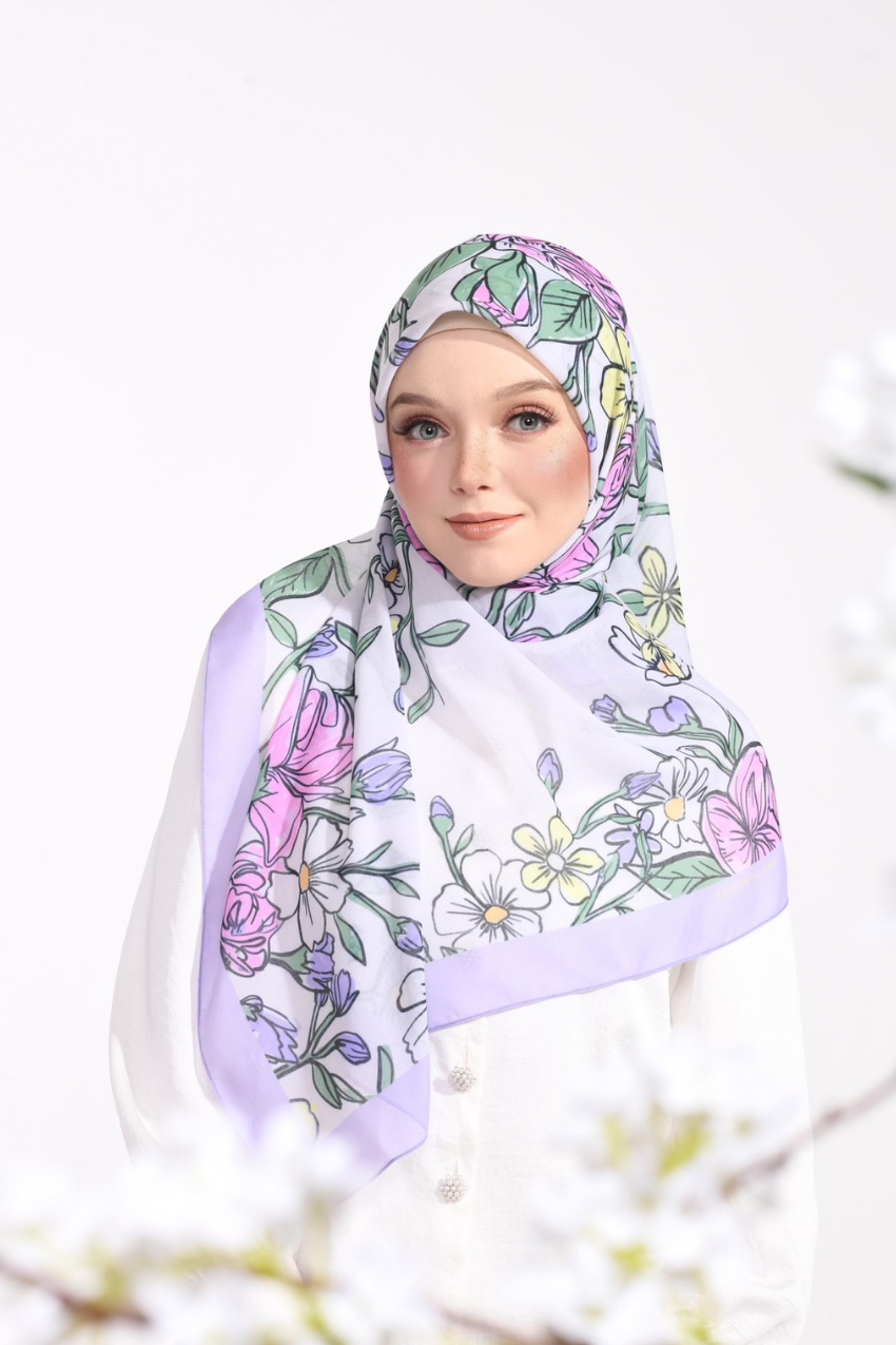 YES DEFECT - ( Square ) Bloom Flair Premium Voile Cotton ( FIRST LOVE )