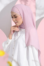 YES DEFECT - Saloma Embroidery Mixed Cotton Chiffon Shawl ( Engagement ) - Darker Dusty Pink