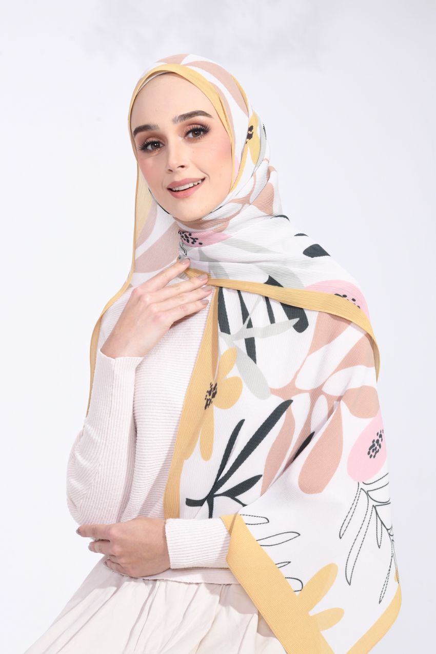 YES ( Full Wide Pleats Shawl ) Abstract x Bloom ( Park Boulevard )