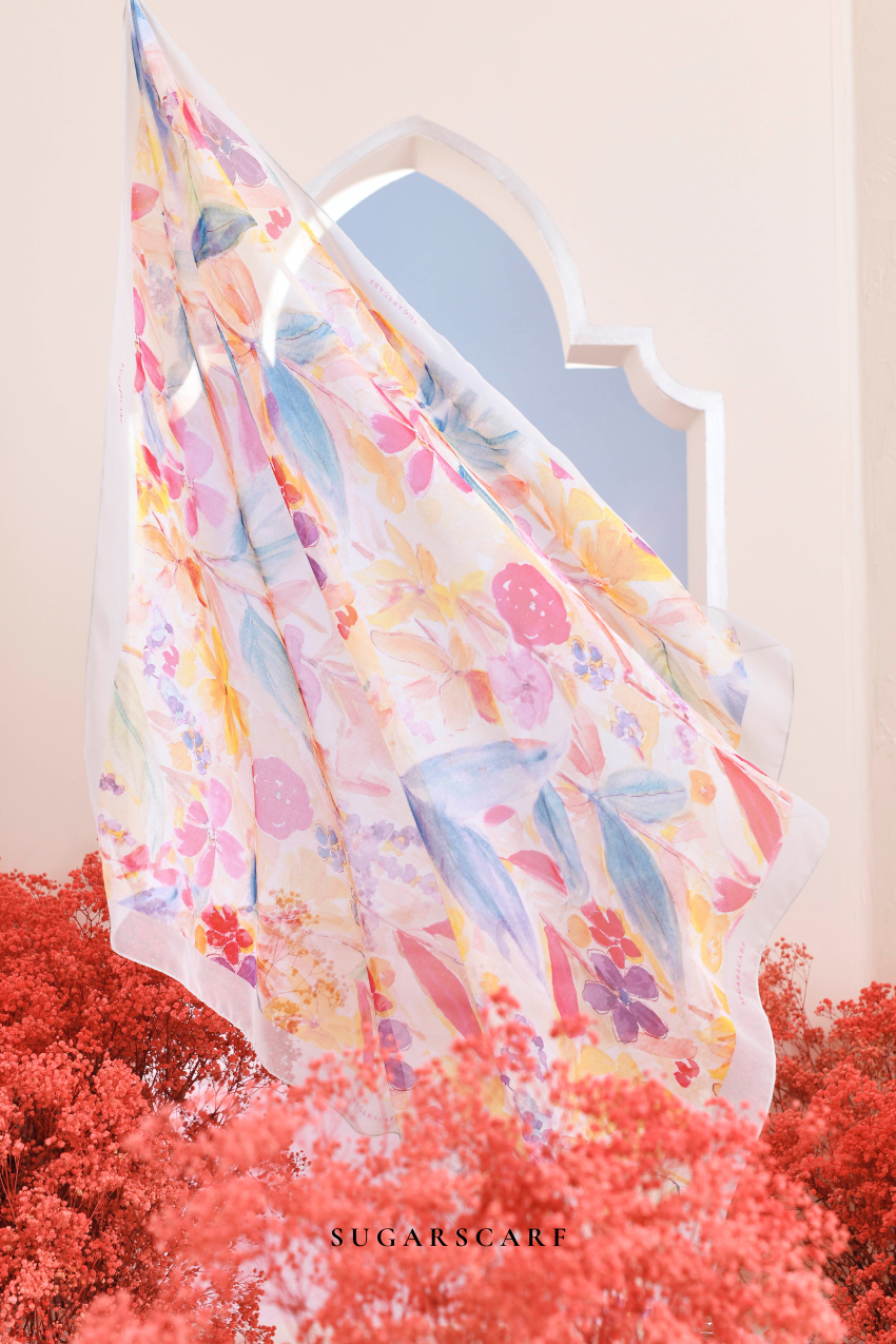YES DEFECT - ( Japanese Voile Vol2 Square Scarf ) Riang Raya in ( BERGAYA )