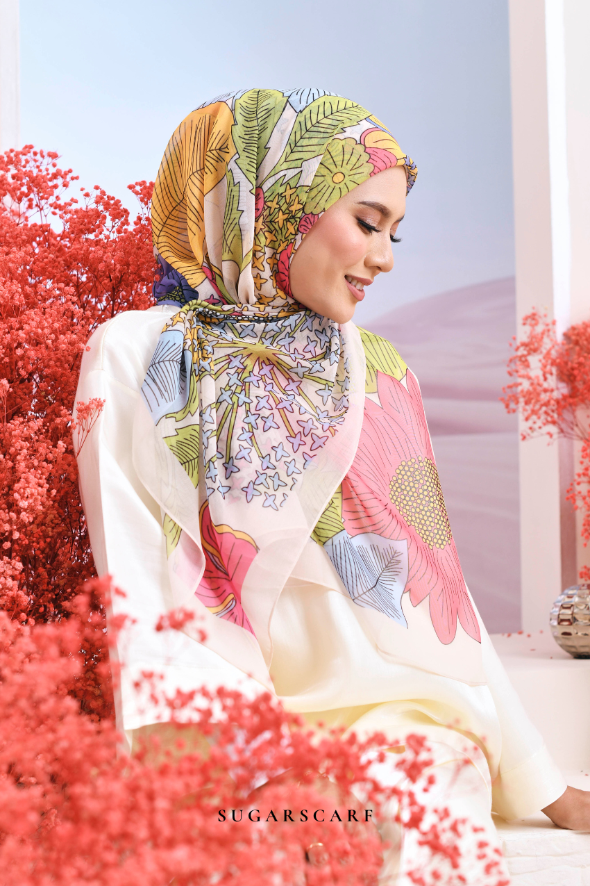 YES ( Japanese Voile Vol2 Square Scarf ) Garden of Hurrem Bloom in ( CEMILE )