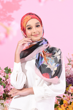 YES DEFECT - (Japanese Voile Square Scarf ) Soulful Bloom In (Dahlia)