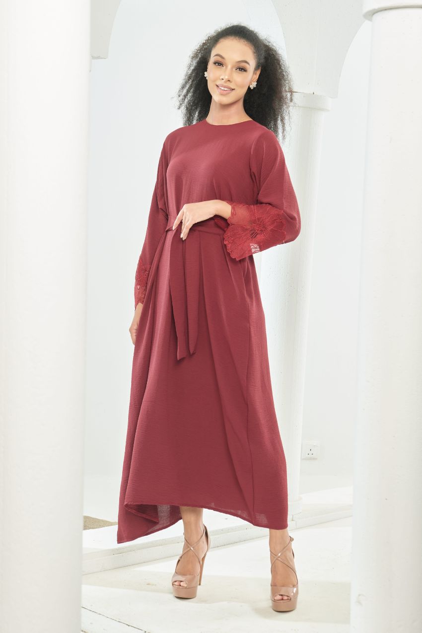 Noura Abaya [ Maroon ]