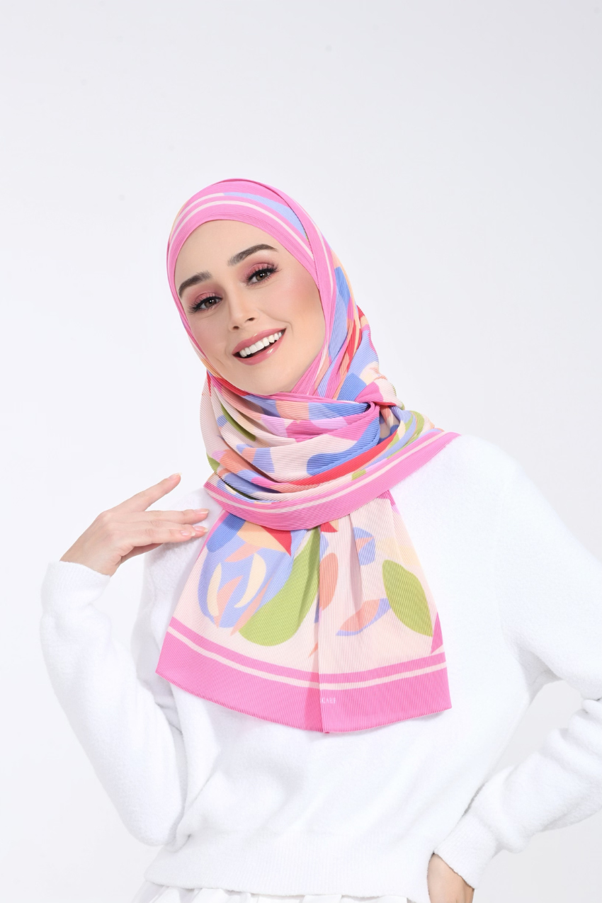 (SAMPLE) ( Full Wide Pleats Shawl ) Bloom Valley ( Fun Garden )