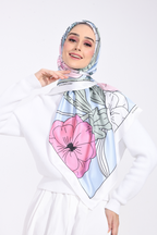 YES ( SQUARE ) Bloom Valley Mixed Satin Silk Tudung Sq  - ( LOVELY PIECE)