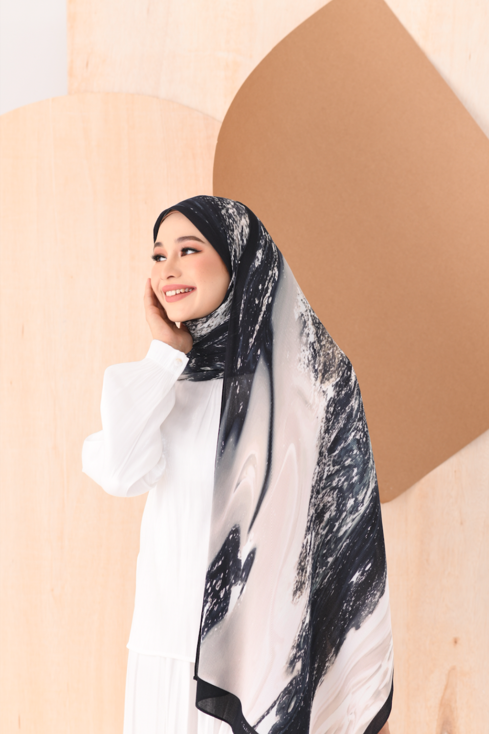 (SAMPLE) Il Dolce Pleats Long Shawl in Starry Night  ( Wide )