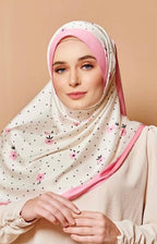 YES DEFECT - Long Shawl Mixed Satin Silk ( Hello Gorgeous In Hello In Pink)