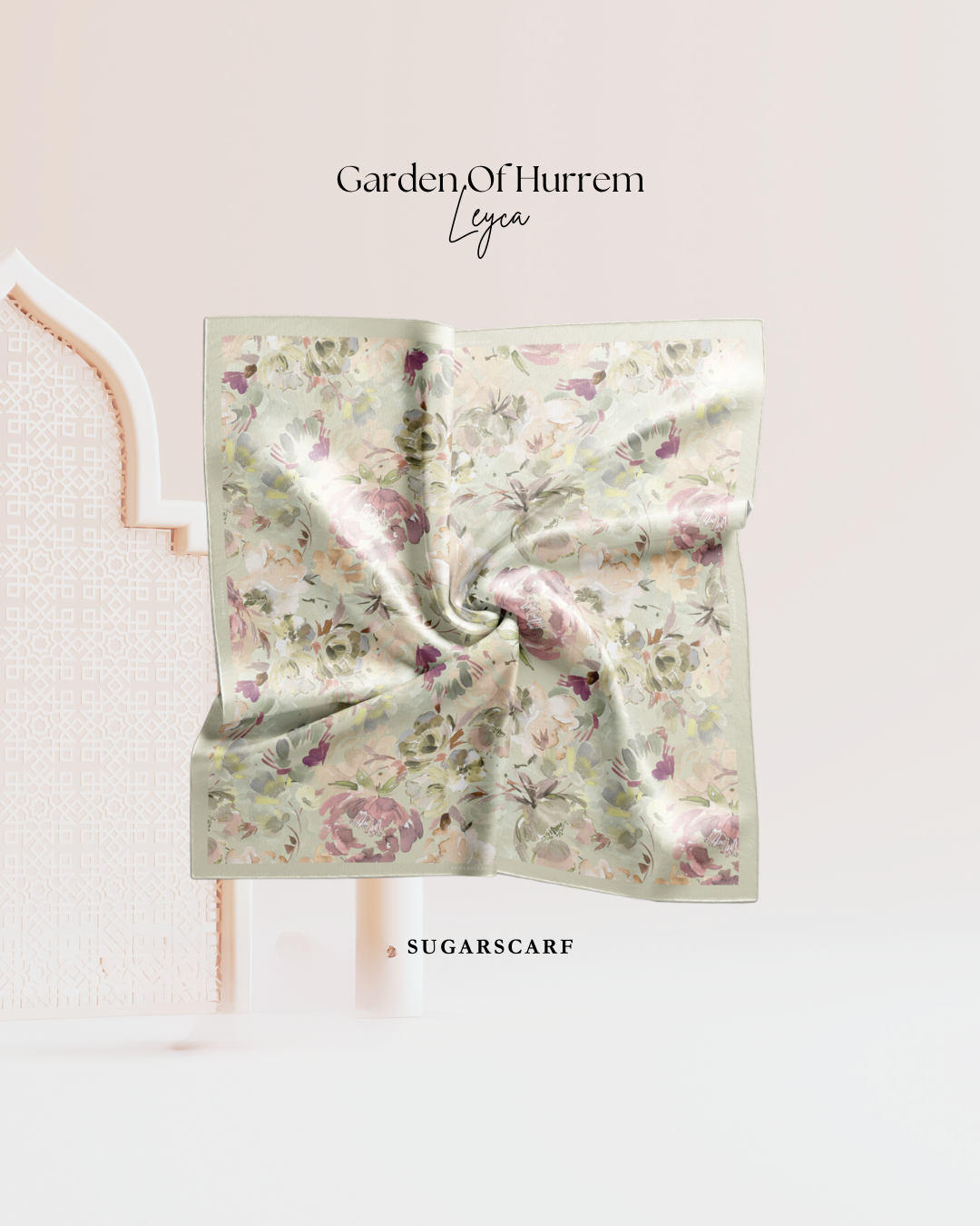 YES ( Square ) Garden of Hurrem Bloom Mixed Silk Satin Scarf ( Sophia )