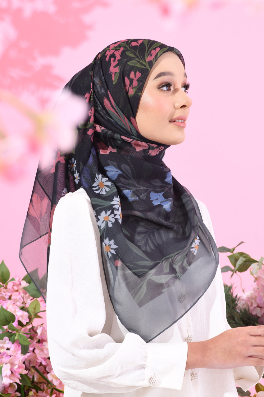 YES (Japanese Voile Square Scarf ) Soulful Bloom In (Sara)