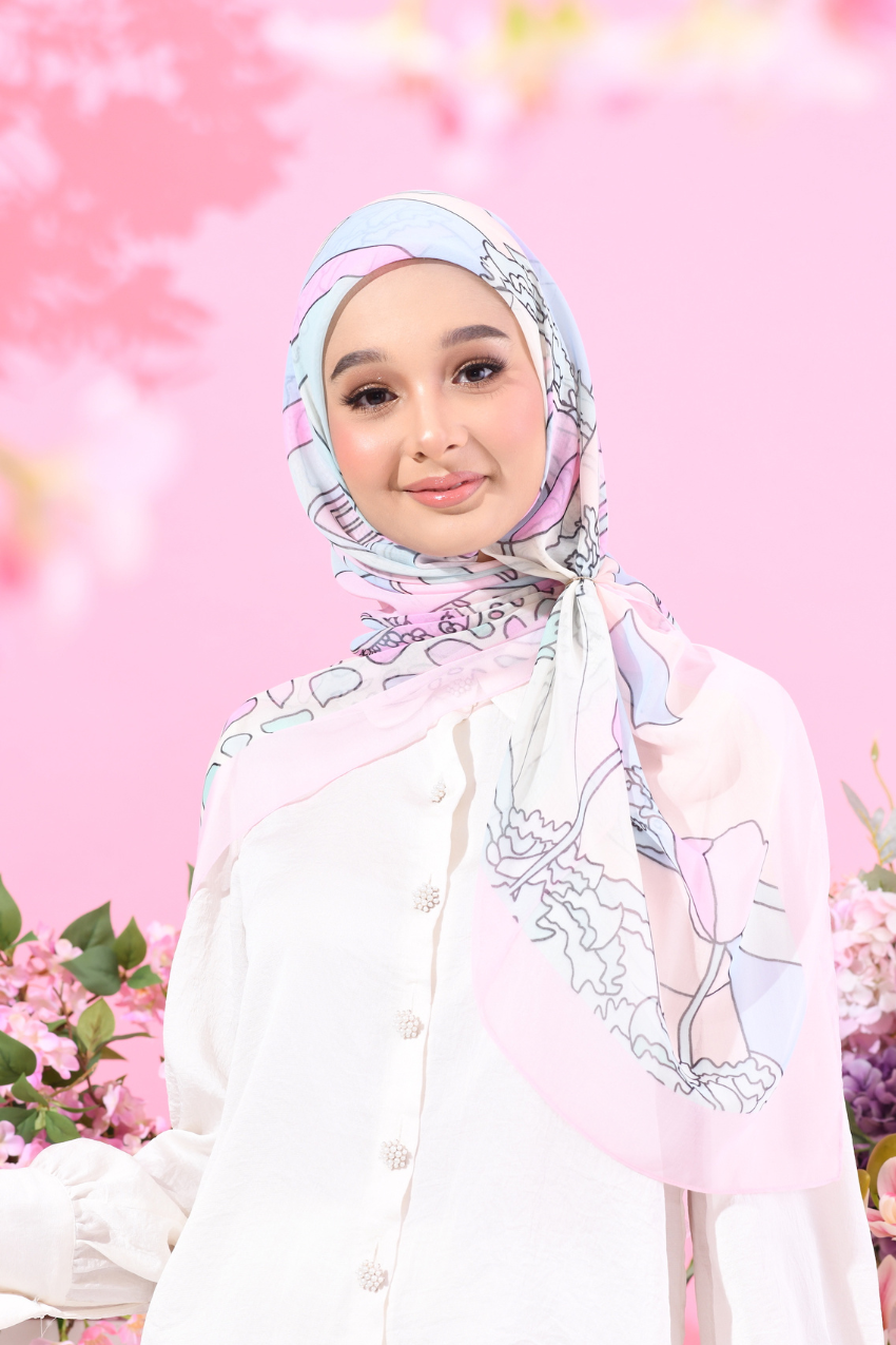 YES (Japanese Voile Square Scarf ) Soulful Bloom In (Roxelana)