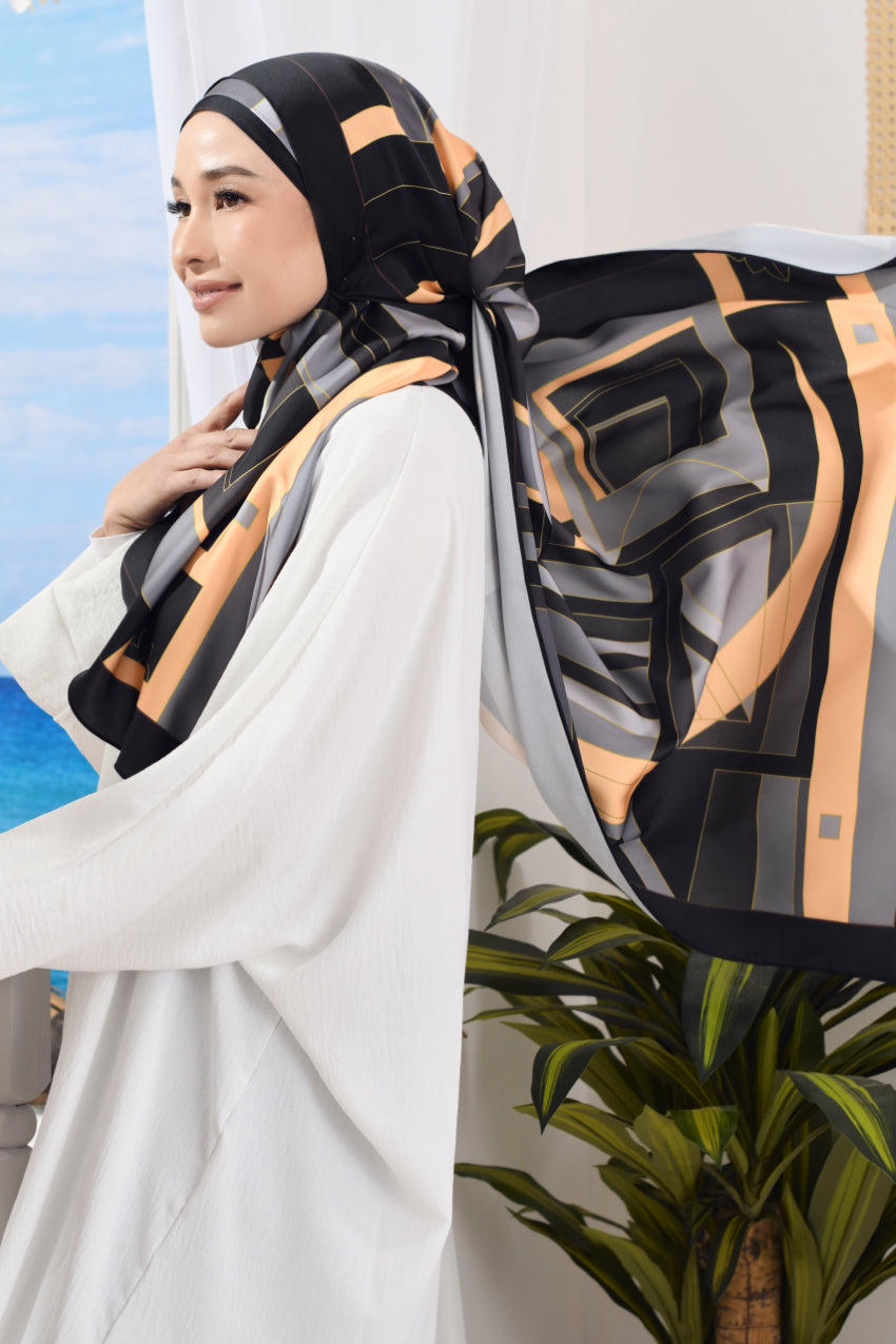 YES DEFECT - LIMITED EDITION (Long Shawl) RONA Shawl Mixed Satin Silk  ( Kak Long )