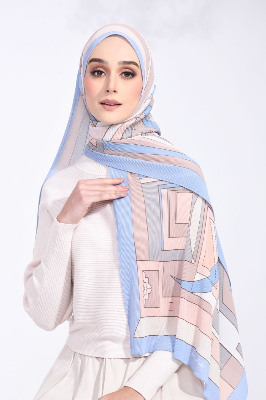 (SAMPLE) LIMITED EDITION ( Full Pleats ) RONA Wide Pleated Shawl ( Kak Cik )